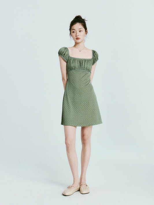 Green Square Knit Dress