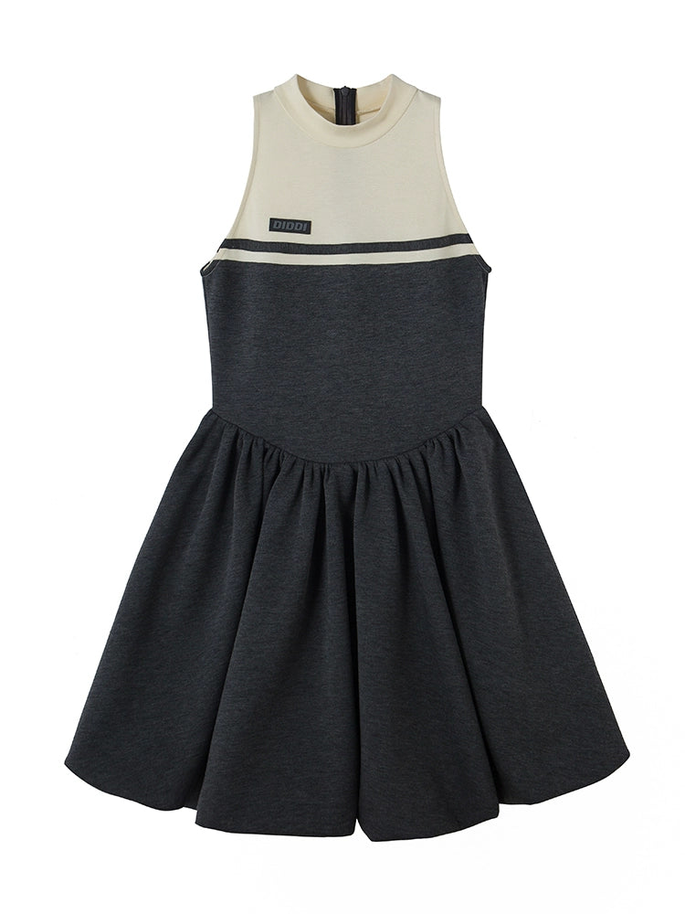 Retro Grey - Sleeveless Sports Dress