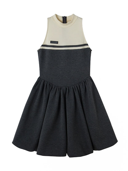 Retro Grey - Sleeveless Sports Dress