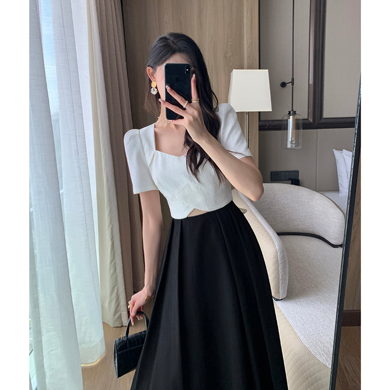 Slim Fit Drop Waist Long Skirt