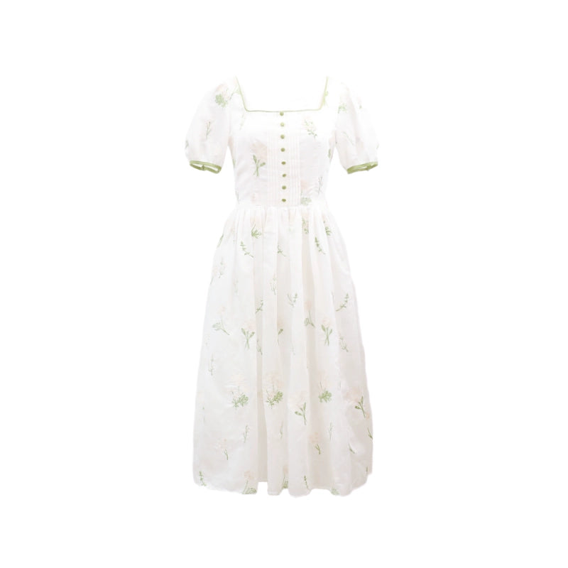 Dew Bud Green Silk Bow-Tie Fairy Dress