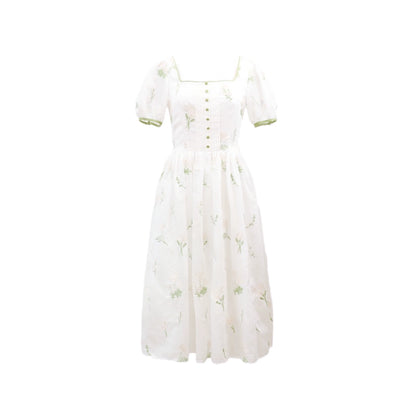 Dew Bud Green Silk Bow-Tie Fairy Dress