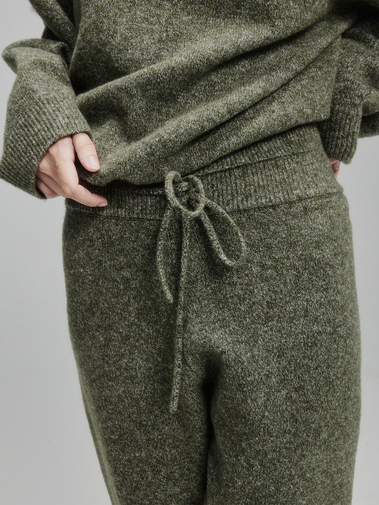 Green Wool Knit Pants