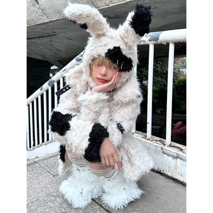 rebellious little rabbit black and white patchwork rabbit ear hat