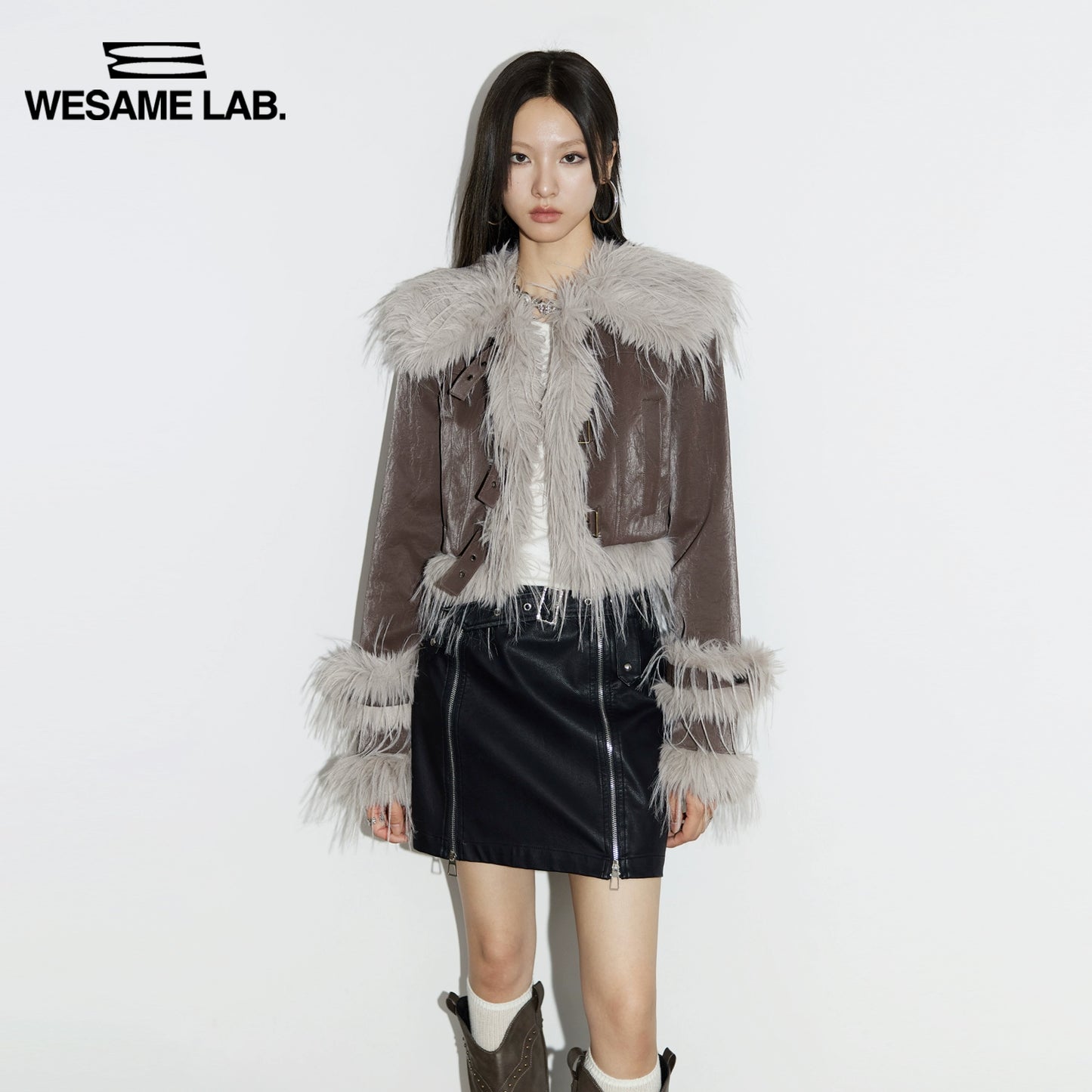 Early Autumn Vintage Fur Collar Leather Coat