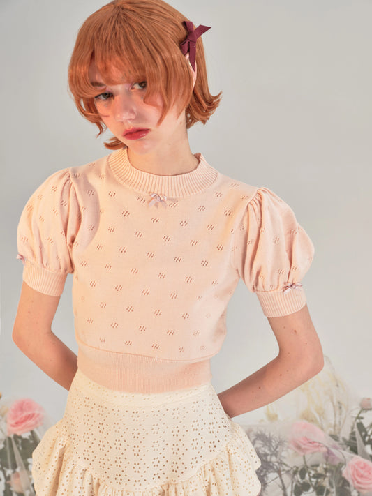 SAKURA Hollow Knit Blouse