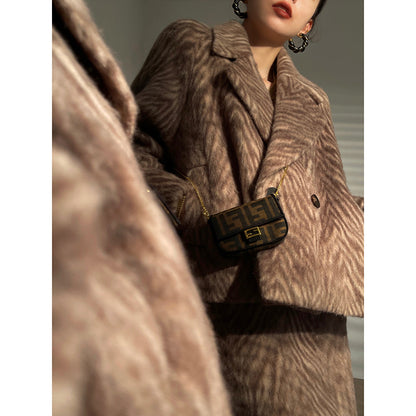 Animal Print Wool Tweed Coat