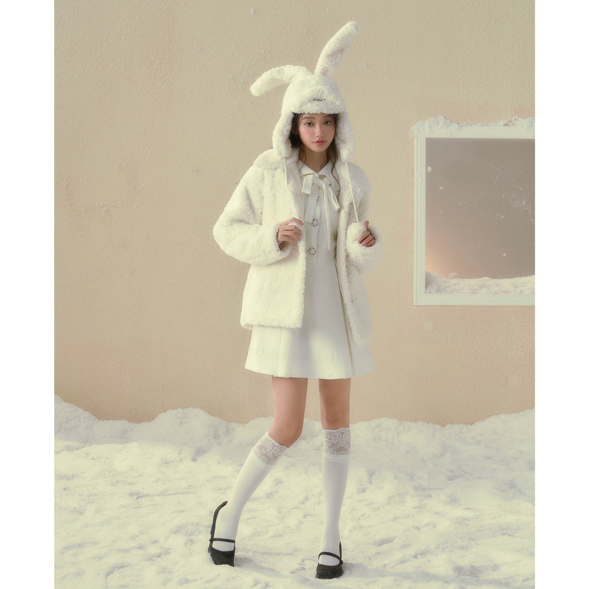 Faux Rabbit Fur Short Coat