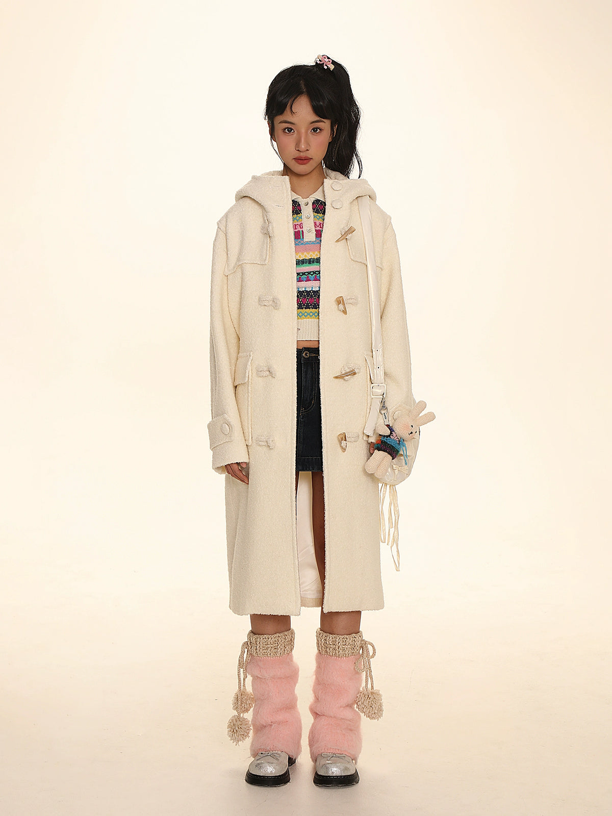 Split Cut Waist Design Denim Skirt
