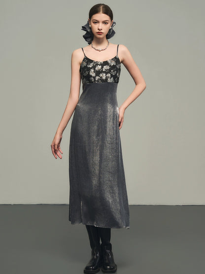 Grey Spliced Party Dress