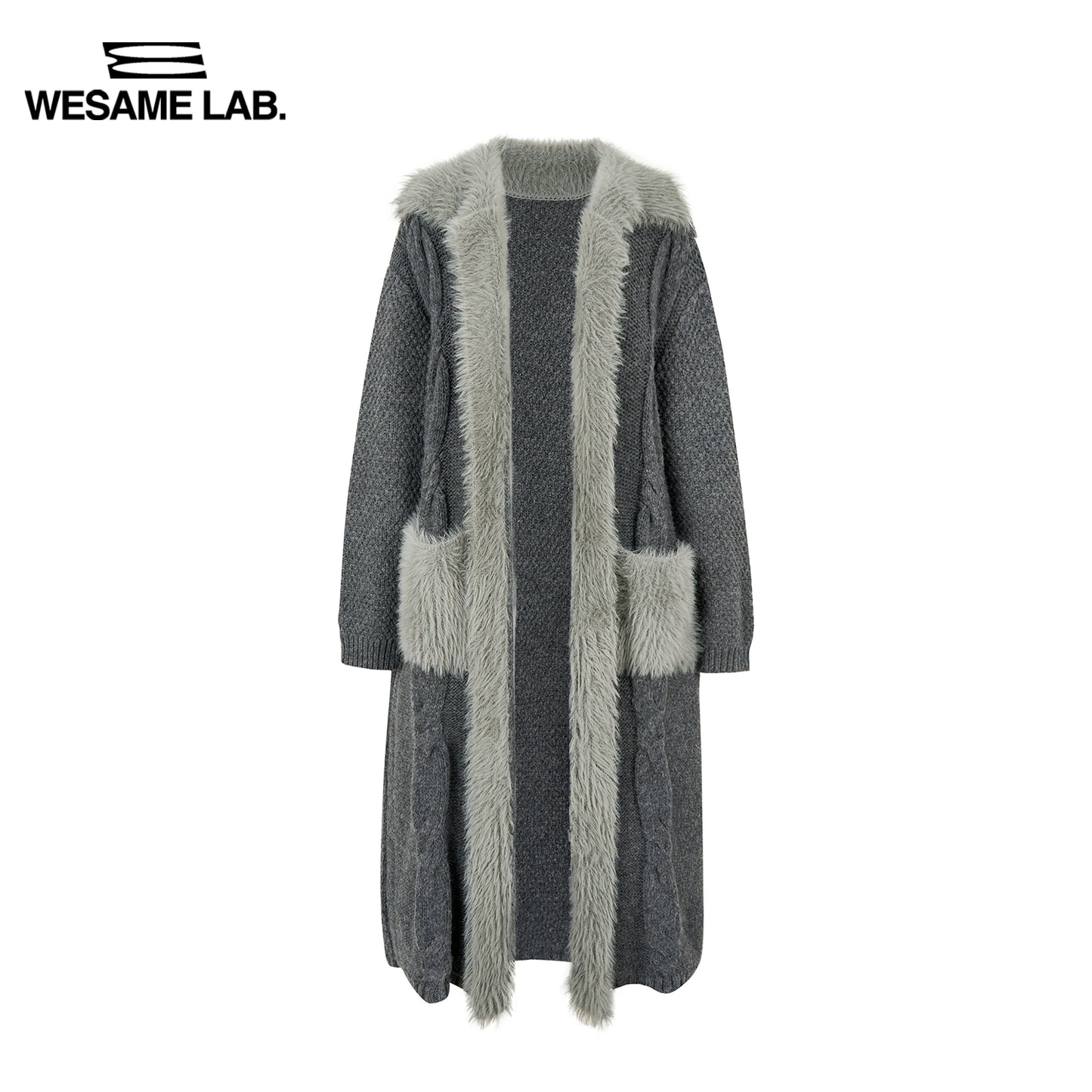 Solid Color Large Pocket Lapel Long Sweater Coat