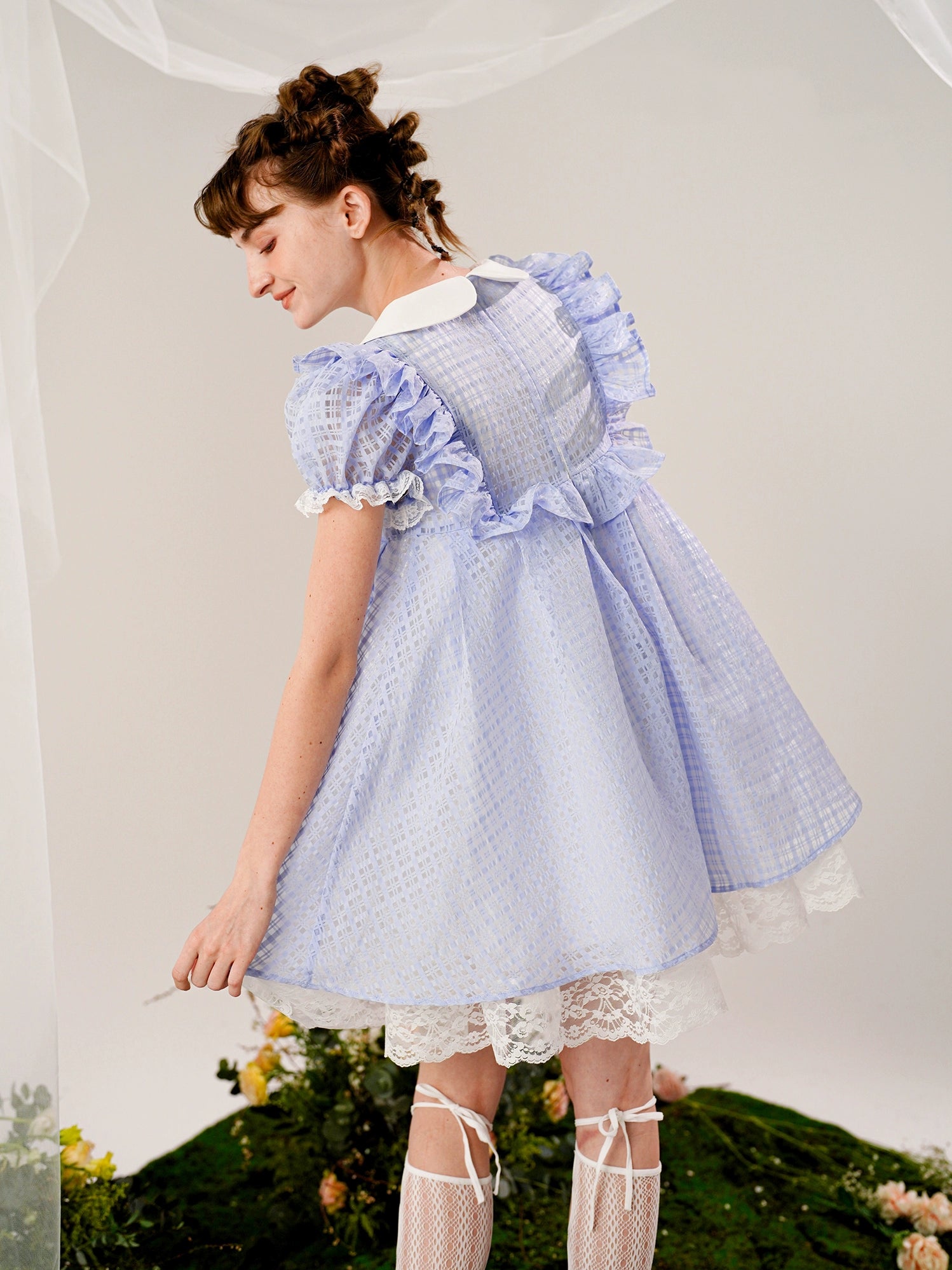 Blue A -Line Bubble Dress -Elegant A -line silhouette and soft bubble design dress dress Serendute Blue A -Line Bubble Dress -Elegant A -line silhouette and soft bubble design dress dress Serendute