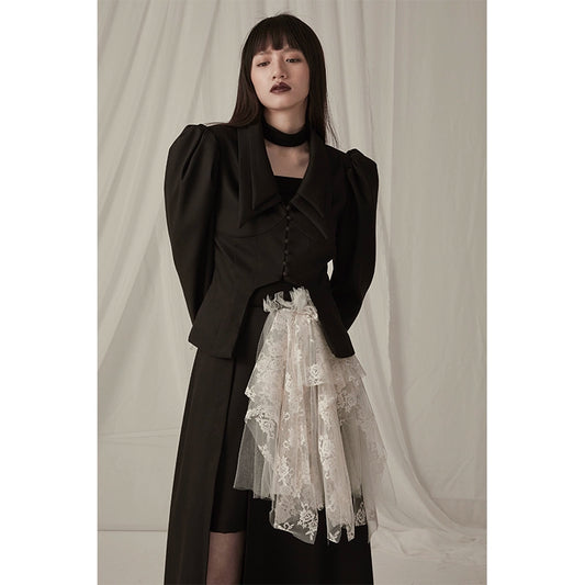 Dark Bubble Sleeve Suit Coat: Autumn