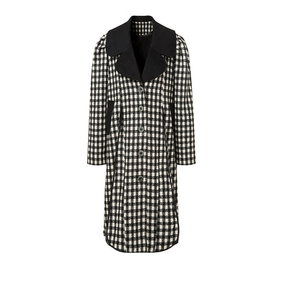 Artsy Winter - Black & White Plaid Overcoat