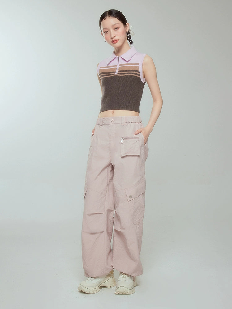 Rosa Casual - Pantalones de trabajo de cintura alta