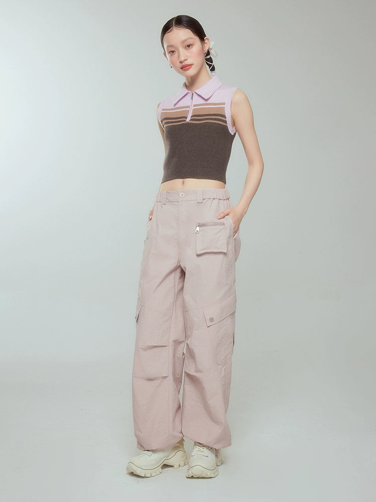 Pantalon de travail à taille haute rose rose