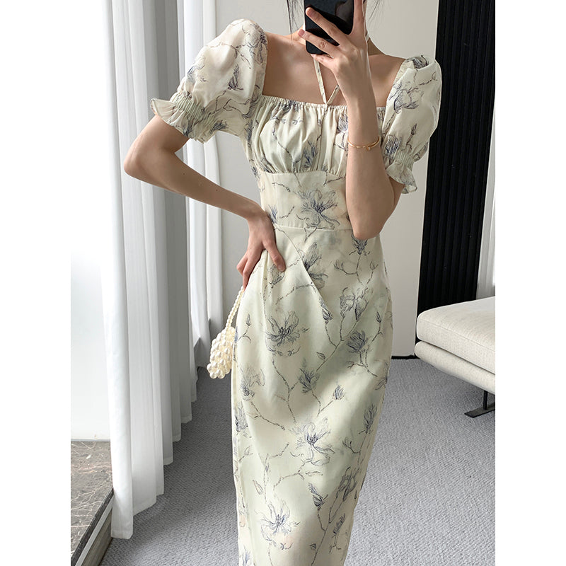 French Retro Floral Dress