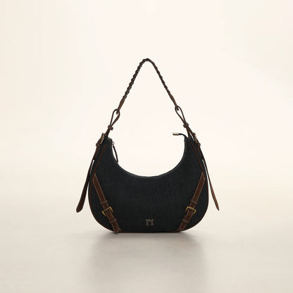 Twill Denim Patchwork Shoulder Bag