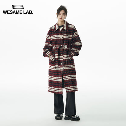 Casual Vintage Style Plaid Woolen Coat