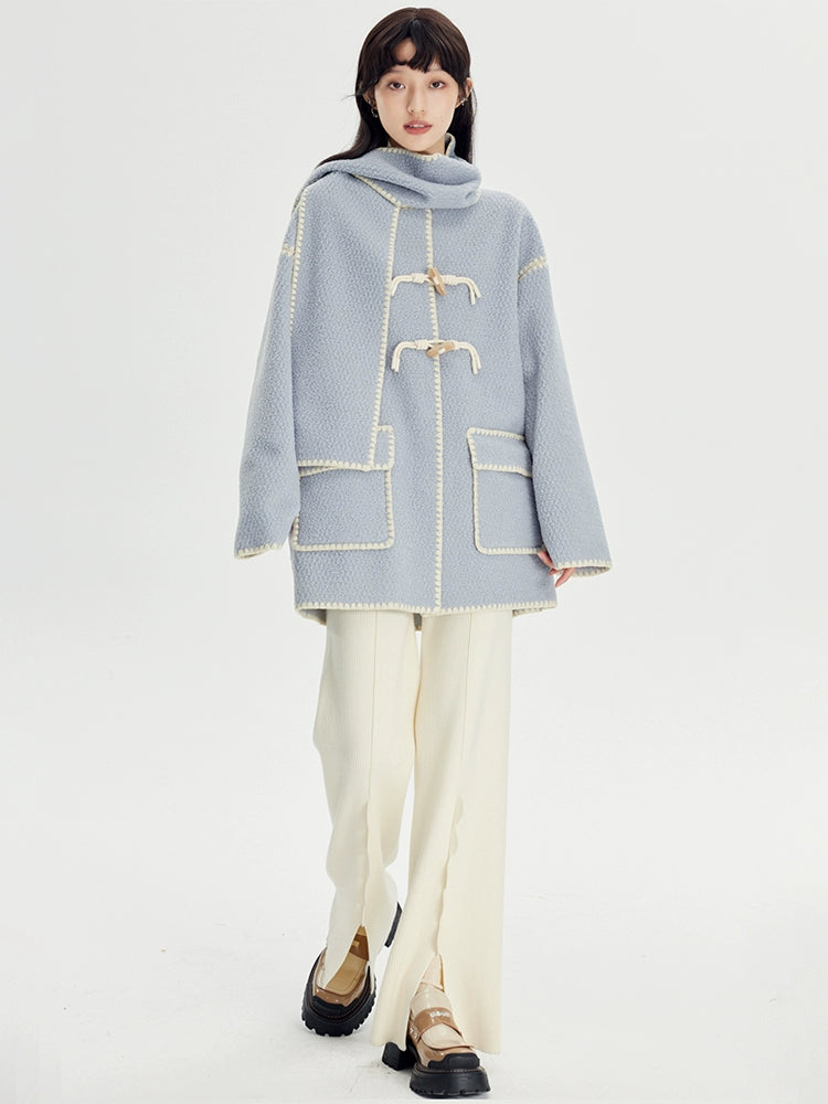 Shell Embroidered - Lamb Hair Cloak Coat