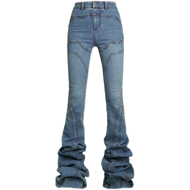 supermodel leg stack jeans with special structure splicing