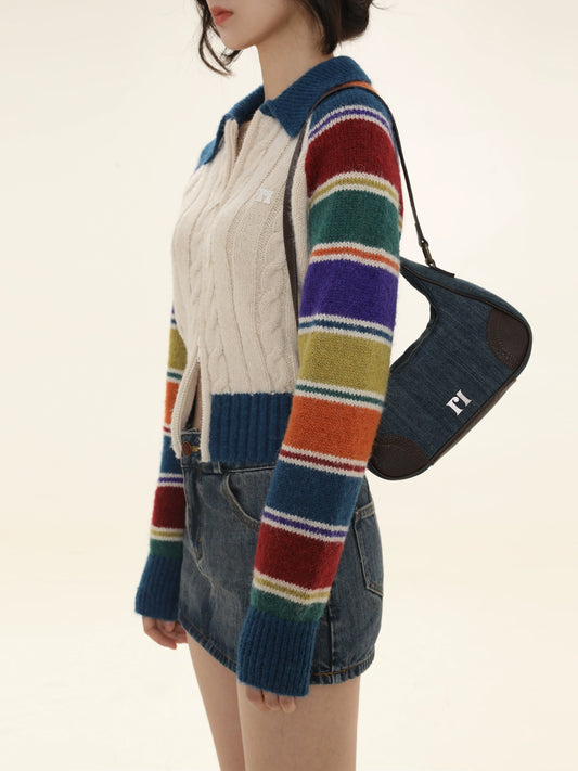 Rainbow Stripe Raglan Cardigan