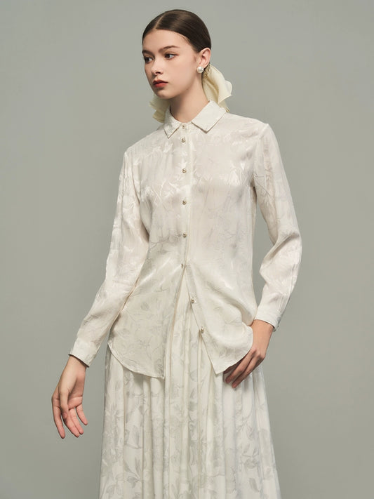 White Jacquard Shirt Set