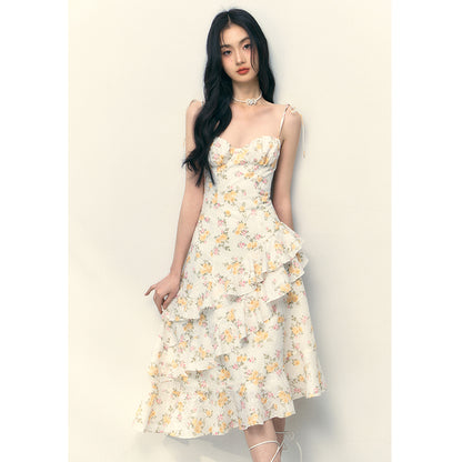 Yellow Rose Strap Dress