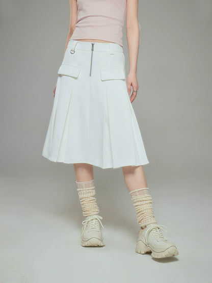 Agile Elegance - Knee Length Pleated Skirt