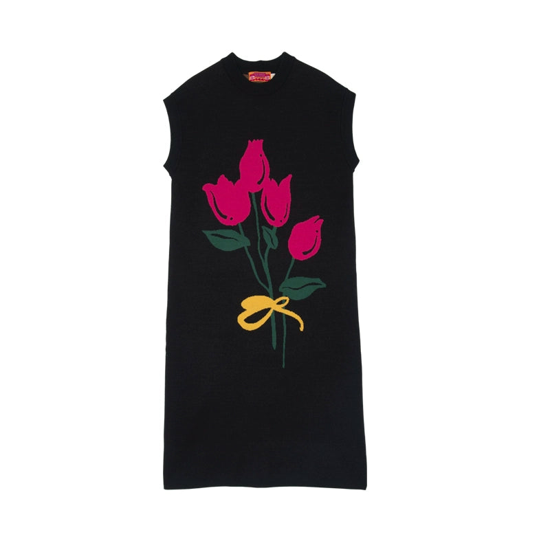 Japanese Retro: Hand-Painted Tulip Vest Dress