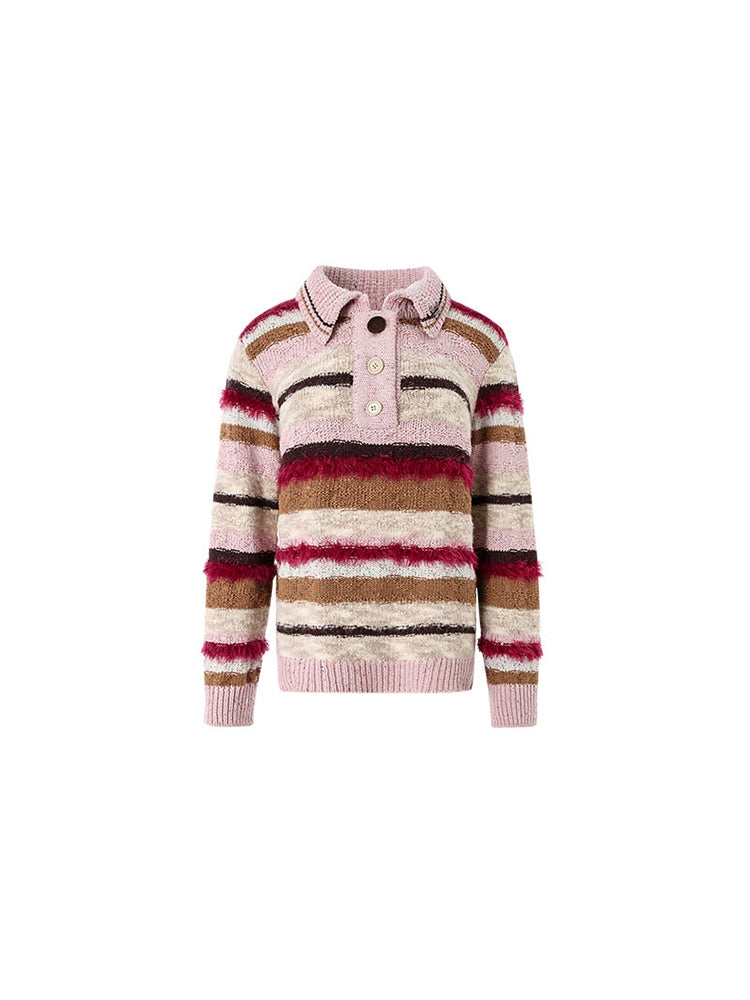 Stripe Polo Pullover Sweater