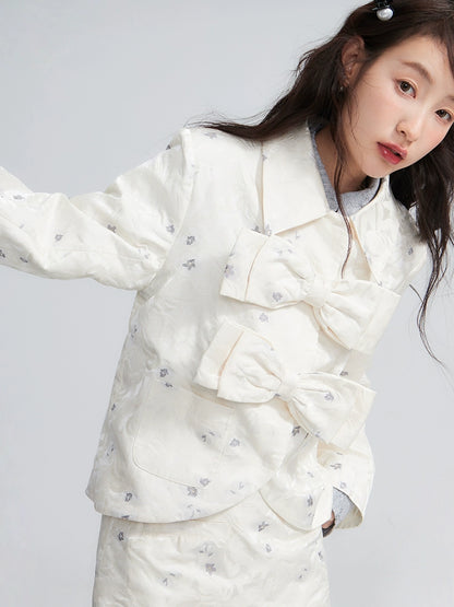 White Moonlight Bow Short Suit Coat