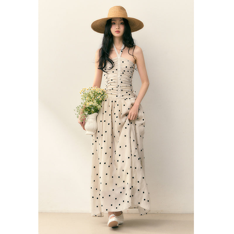 Polka Dot Hanging Neck Dress