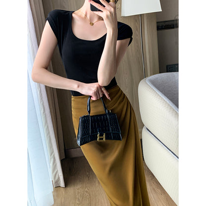 Slimming High-Waist Long Skirt