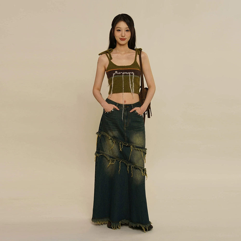 Tassel Strap Knitted Camisole Tank