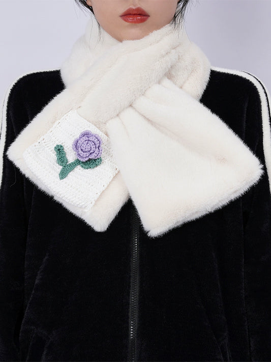 Thickened Warm Scarf - Flower Design