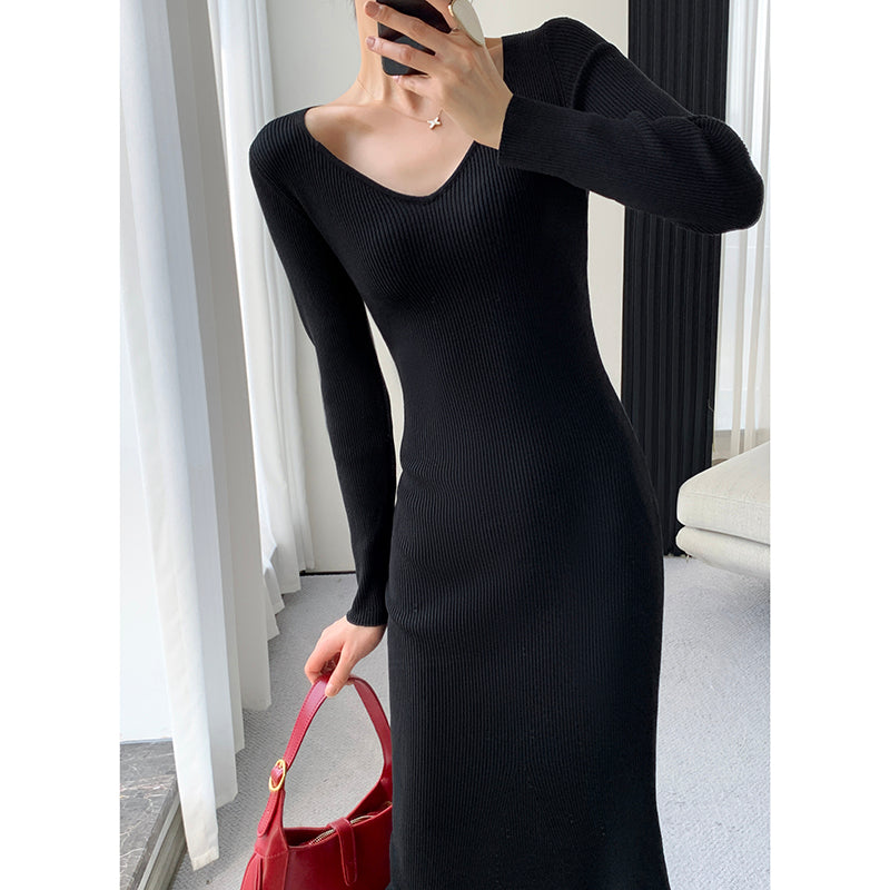 Black Knit Dress - Winter