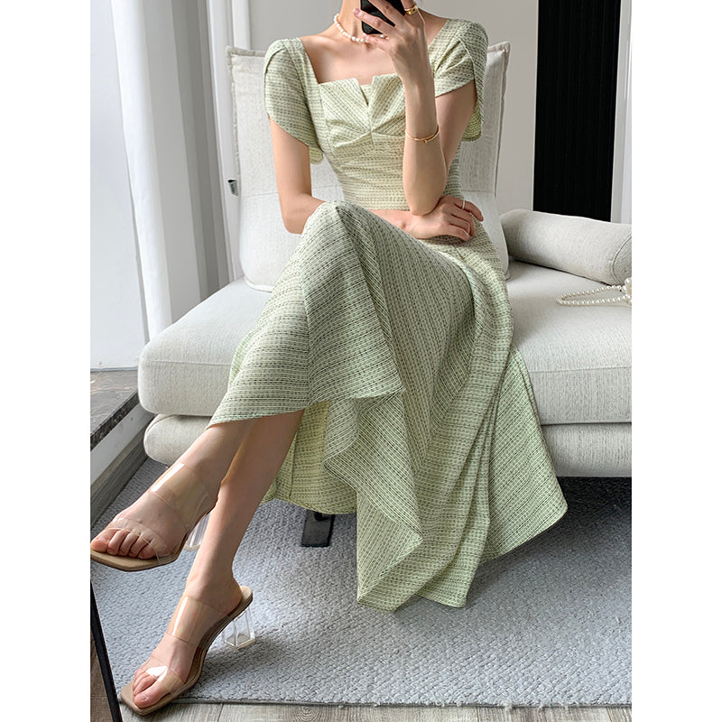 Green Square Neck Skirt