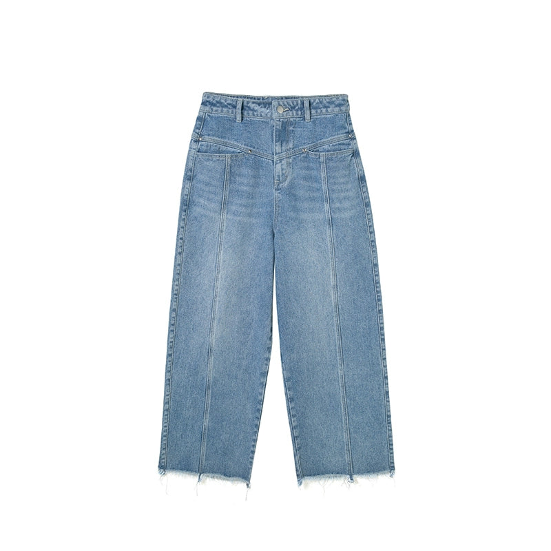 Display a gamba lunga -jeans blu lavati