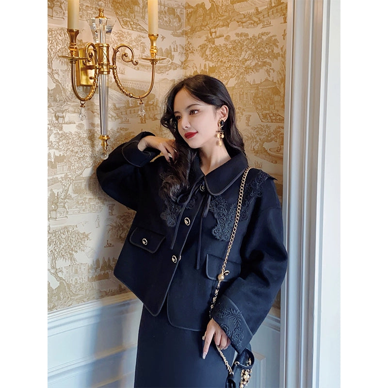 Sicilian Black Winter Two-Piece Set with warmth and style Serendute Sicilian Black Winter Two-Piece Set with warmth and style Serendute