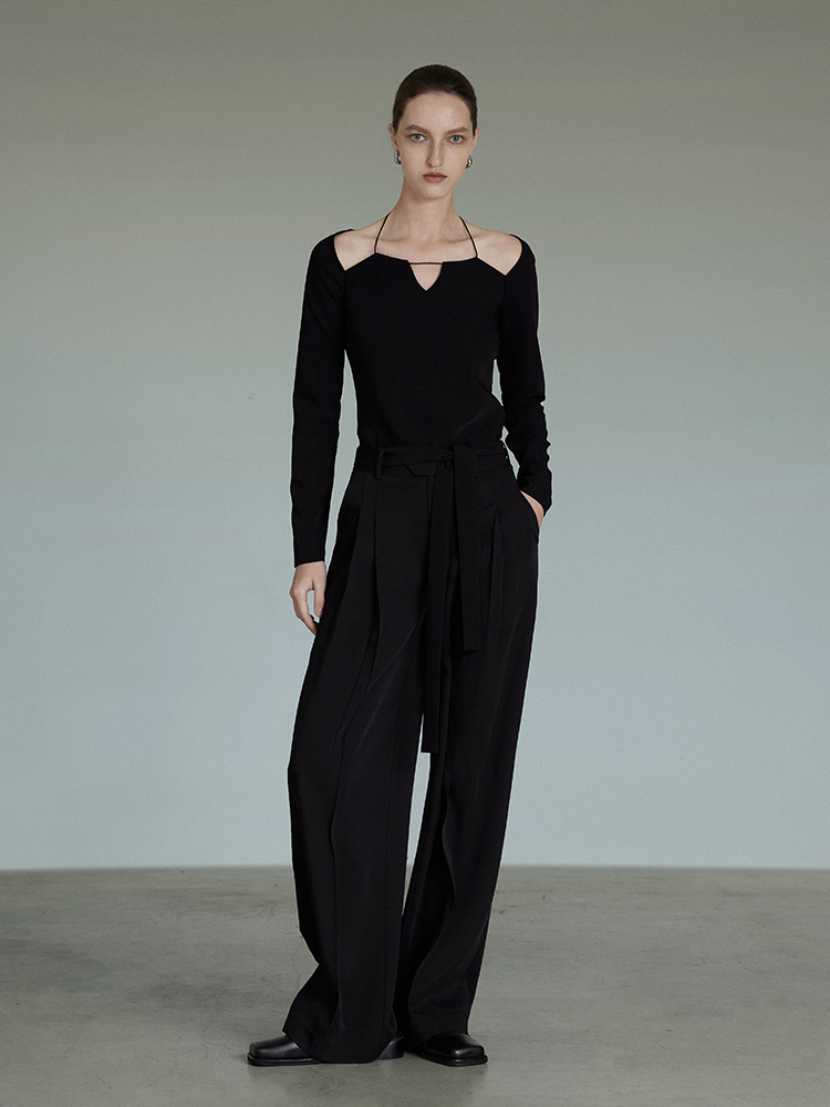 Niche Black Casual Wide Pants