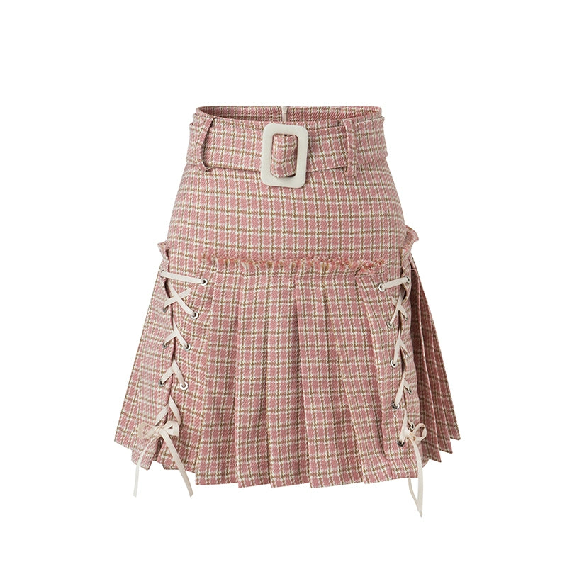 Ashlink Pink - Vine Pleated A-line Skirt