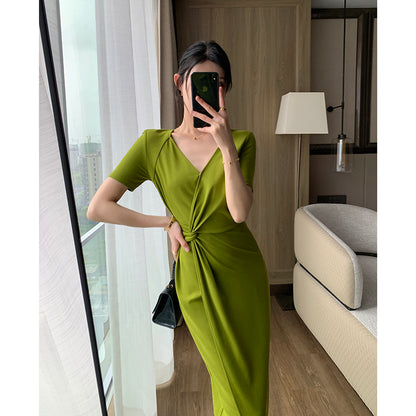 2023 Summer Green V-Neck Dress