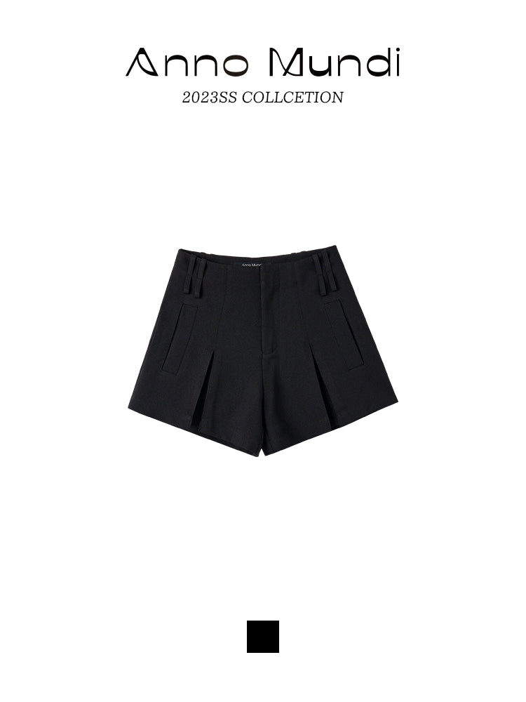 Twill 3D Pleated Suit Shorts