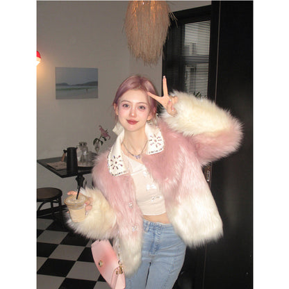 Detachable Collar Fur Coat