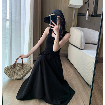 Drop Sleeveless Black Dress