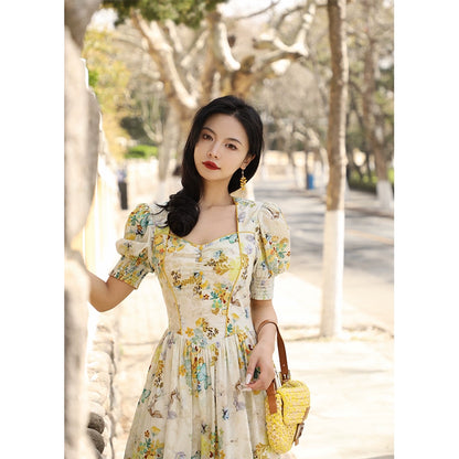 Lemon Milk Shell Cotton Waist Dress