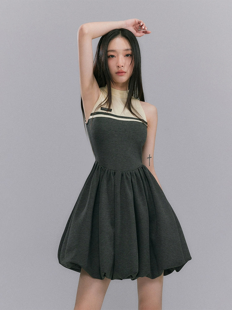 Retro Grey - Sleeveless Sports Dress