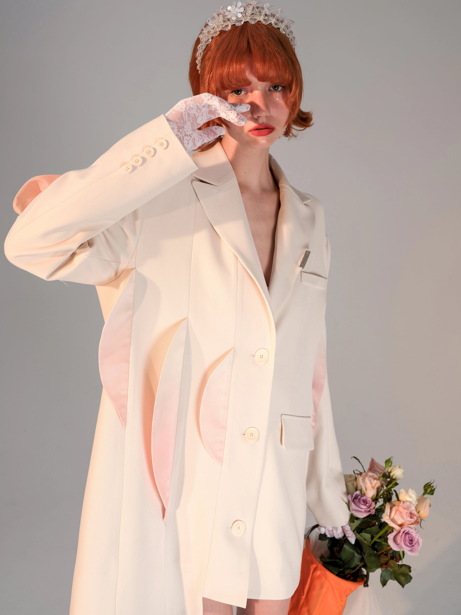 SUNSET BLUSHER - Powder White Silhouette Coat