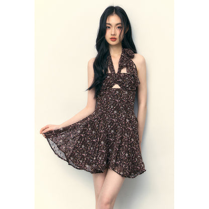 Coffee Flower Hem Dress